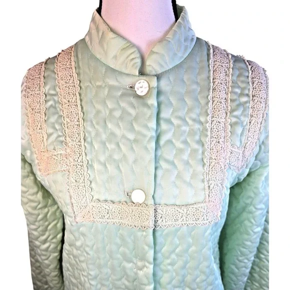 60s Vintage Christian Dior Lane Bryant Robe Women's‎ Small Quilted Lace Robe - Picture 3 of 16